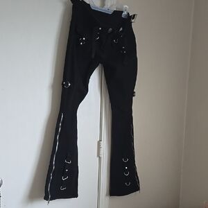 gothic black pant with zipper and buttons